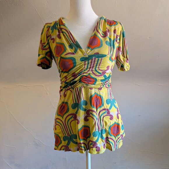 RARE funky mod print blouse ASO alex russo wizards of waverly place (XS) - Picture 4 of 8
